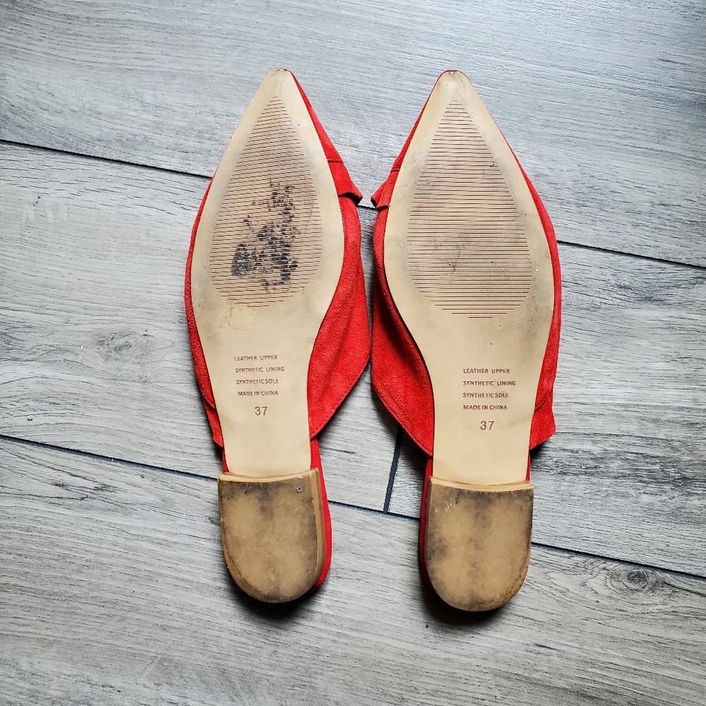 MONK & LOU | Red Suede Leather Mules  (Size 37) - Picture 5 of 8